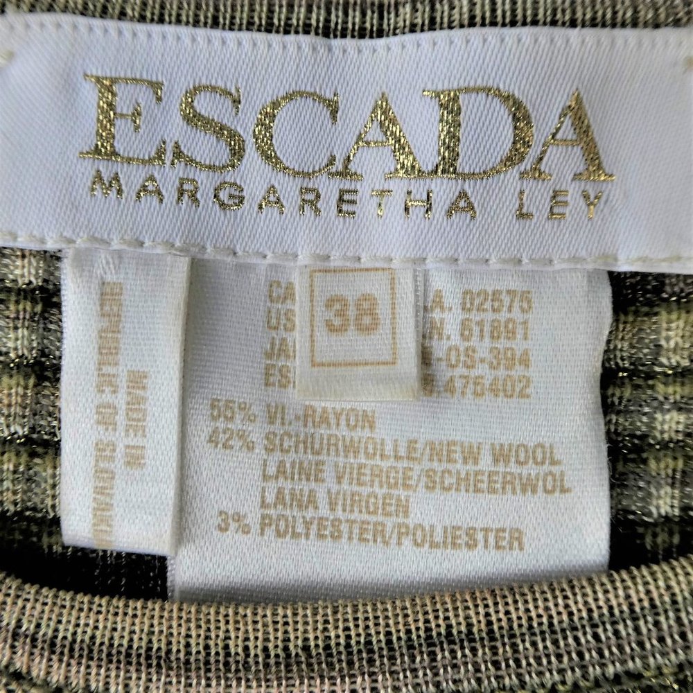 Escada 80s Sweater Pullover Space Dye Gold Lurex Scoop 38 - Picture 7 of 8